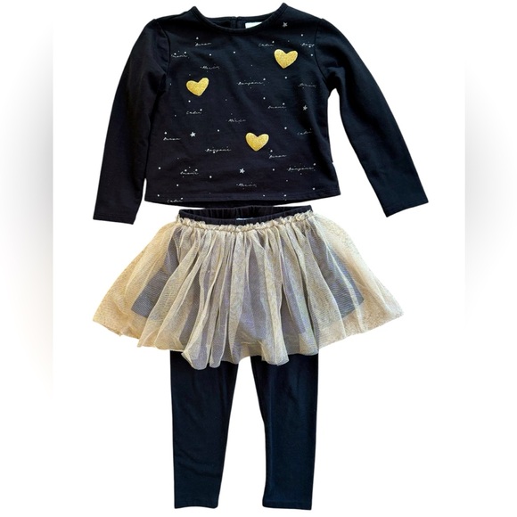 BCBG Other - BCBG Girls Size 4T Foil Heart Bonjour 2 Piece Set